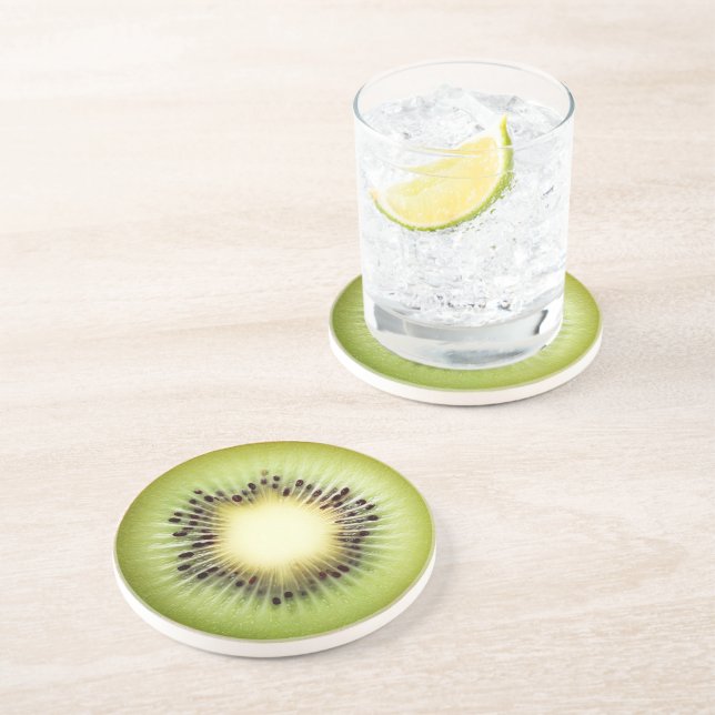 Ultra Realism Kiwi Stone Beverage Coaster (Side)