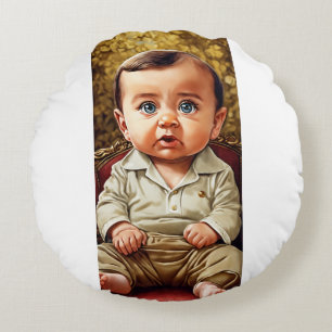 Ultra-Realistic Baby Cartoon of Recep Tayyip Erdoğ Round Pillow