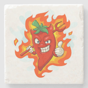 Ultra Red-Hot Cartoon Chili Pepper Stone Coaster