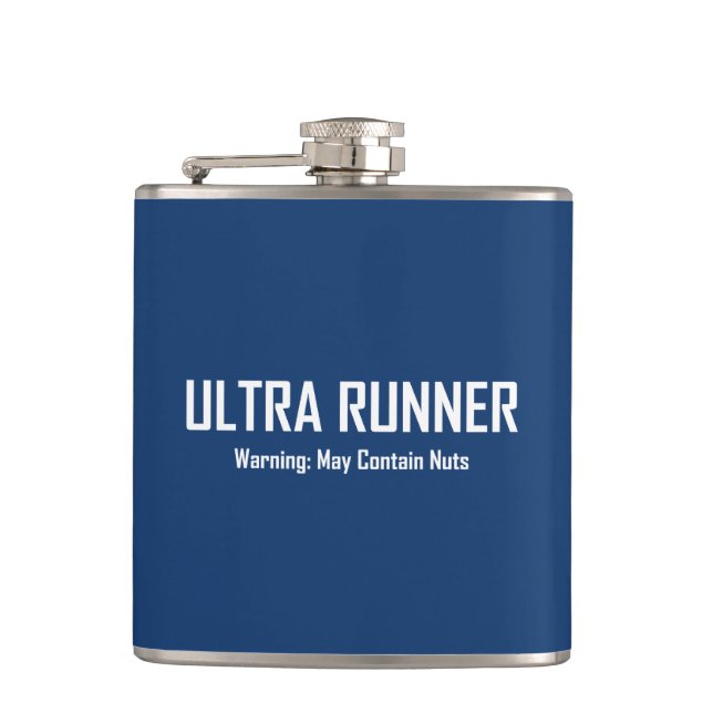 Ultra Runner, Warning May Contain Nuts Hip Flask (Front)