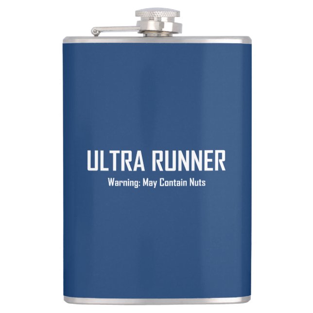 Ultra Runner, Warning May Contain Nuts Hip Flask (Front)