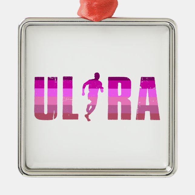 Ultra Running Pink Purple Rainbow Metal Ornament (Front)