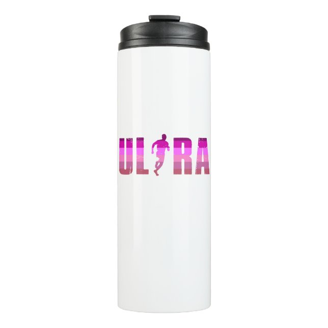 Ultra Running Pink Purple Rainbow Thermal Tumbler (Front)