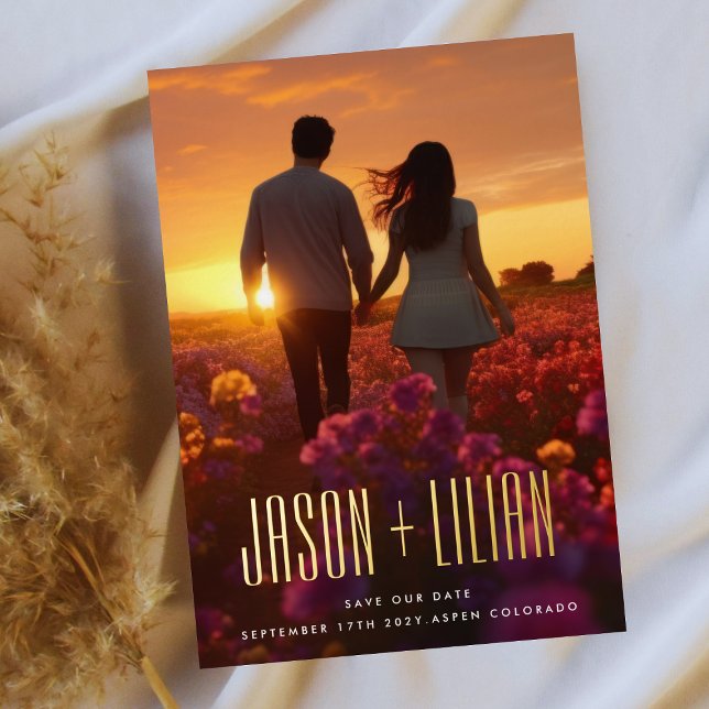 ULTRA SIMPLE BOLD NAMES GOLD PHOTO SAVE OUR DATE (Creator Uploaded)