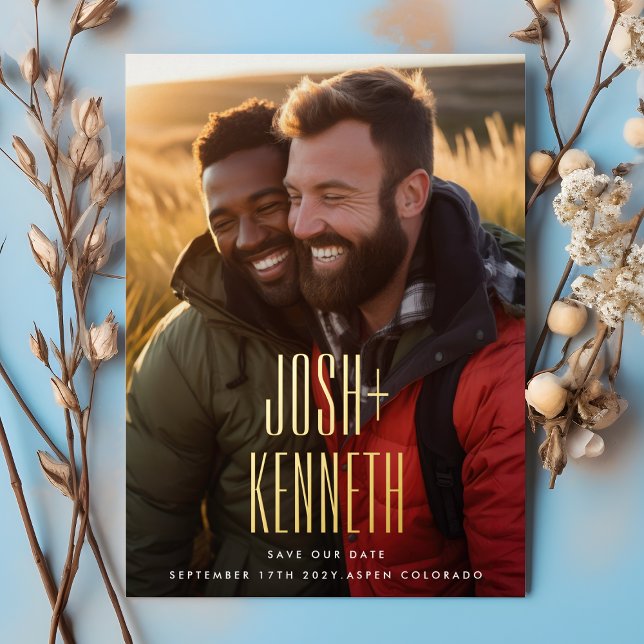 ULTRA SIMPLE MODERN NAMES GOLD PHOTO SAVE OUR DATE (Creator Uploaded)