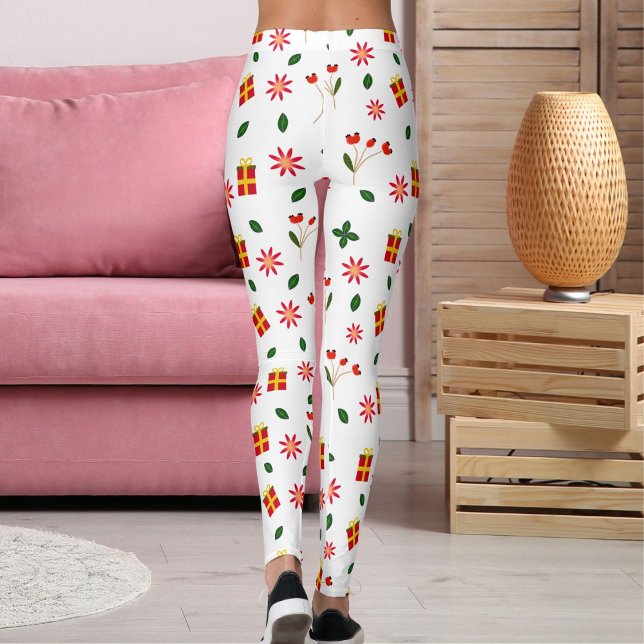 Ultra Soft Christmas Holiday Flower Pattern Gift Leggings (Creator Uploaded)