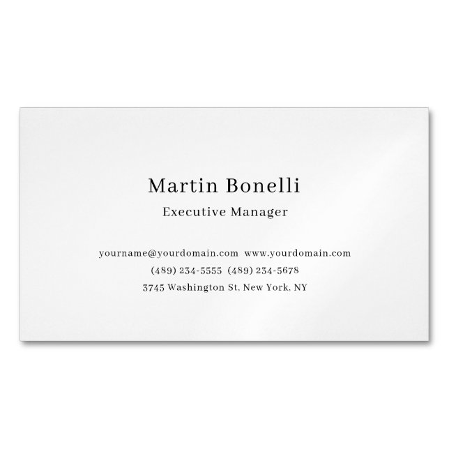 Ultra-Thick Black & White Trendy Minimal Magnetic Business Card (Front)