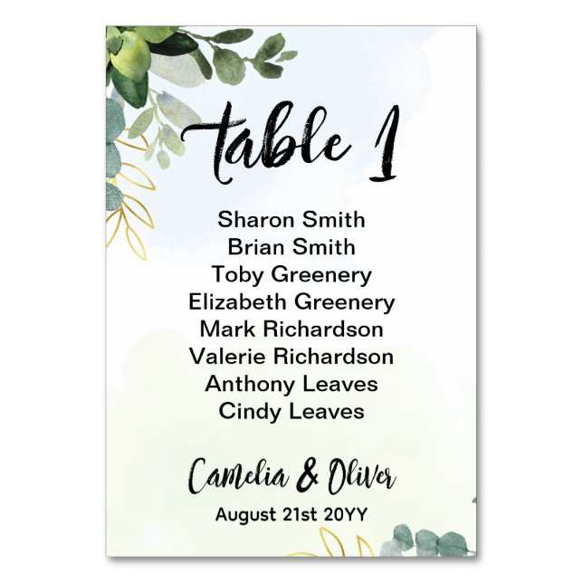 ULTRA THICK Table Number Greenery Eucalyptus (Front)