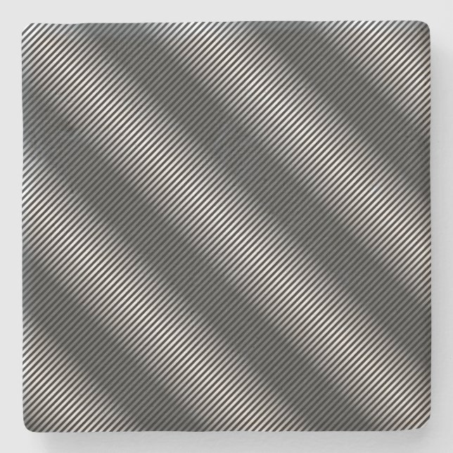 Ultra Thin Black & White Gradation Lines Stone Coaster (Front)