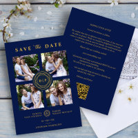 Ultra Trendy Navy & Gold 4 Multi Photos Wedding 