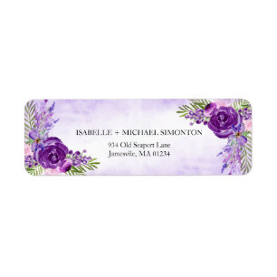 Ultra Viloet Rose Floral Return Address Labels