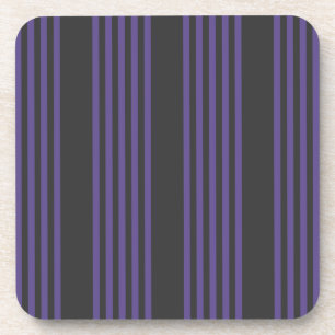 Ultra violet and charcoal five stripe pattern coaster