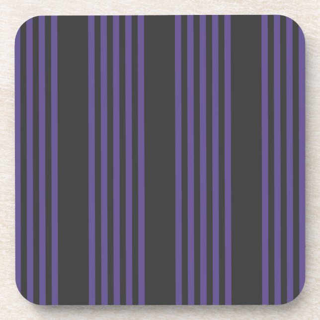 Ultra violet and charcoal five stripe pattern coaster (Front)