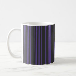 Ultra violet and charcoal five stripe pattern coffee mug