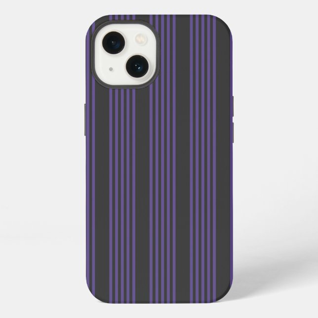Ultra violet and charcoal five stripe pattern iPhone case (Back)