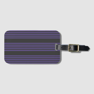 Ultra violet and charcoal five stripe pattern luggage tag