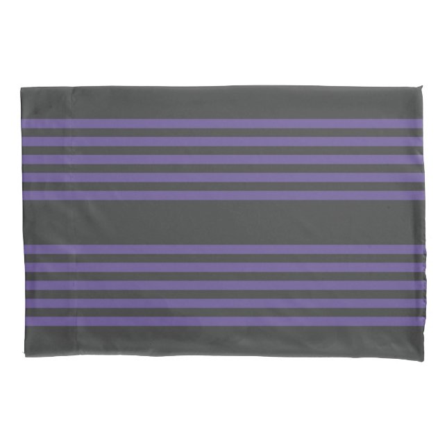 Ultra violet and charcoal five stripe pattern pillowcase (Front)