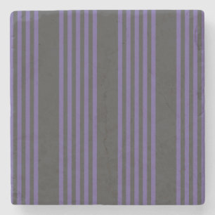 Ultra violet and charcoal five stripe pattern stone coaster