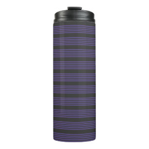 Ultra violet and charcoal five stripe pattern thermal tumbler