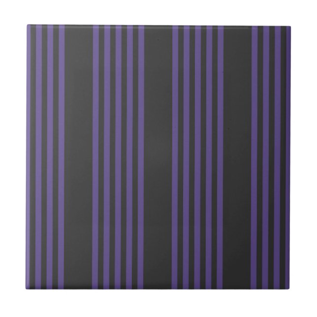 Ultra violet and charcoal five stripe pattern tile (Front)