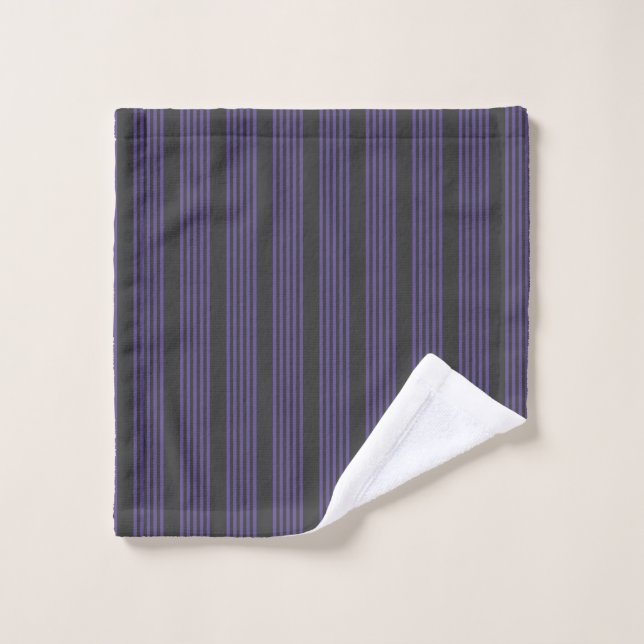 Ultra violet and charcoal five stripe pattern wash cloth (Wash Cloth)