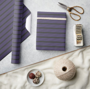 Ultra violet and charcoal five stripe pattern wrapping paper