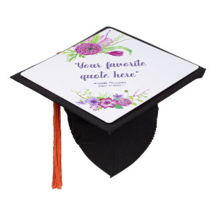 Ultra Violet and Plum Floral personalized Graduation Cap Topper
