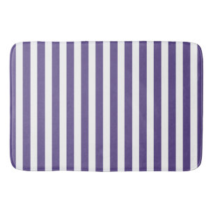 Ultra violet and white candy stripes bath mat