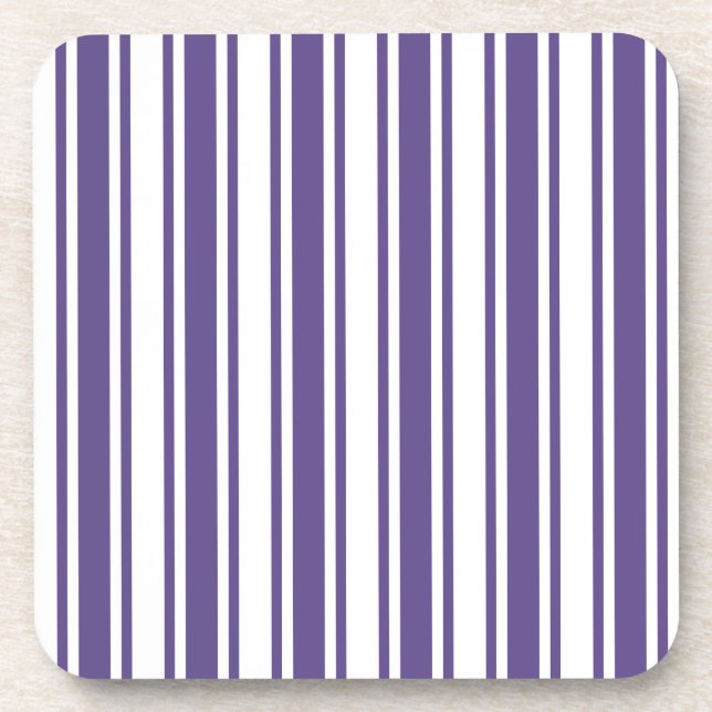 Ultra violet and white candy stripes coaster (Front)