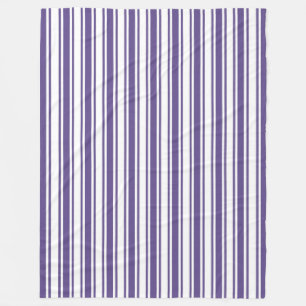 Ultra violet and white candy stripes fleece blanket