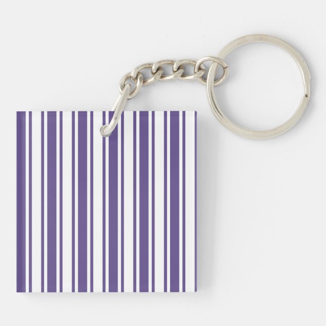 Ultra violet and white candy stripes keychain (Back)