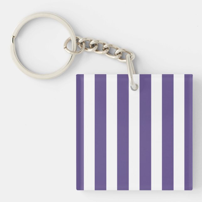 Ultra violet and white candy stripes keychain (Front)