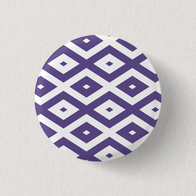 Ultra violet and white diamond pattern 1 inch round button (Front)