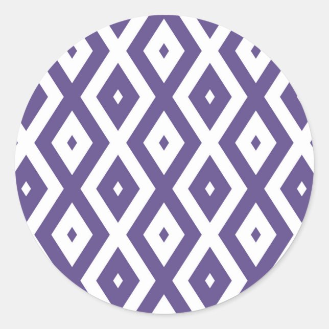 Ultra violet and white diamond pattern classic round sticker (Front)