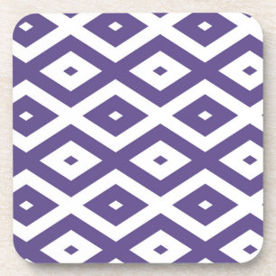 Ultra violet and white diamond pattern coaster