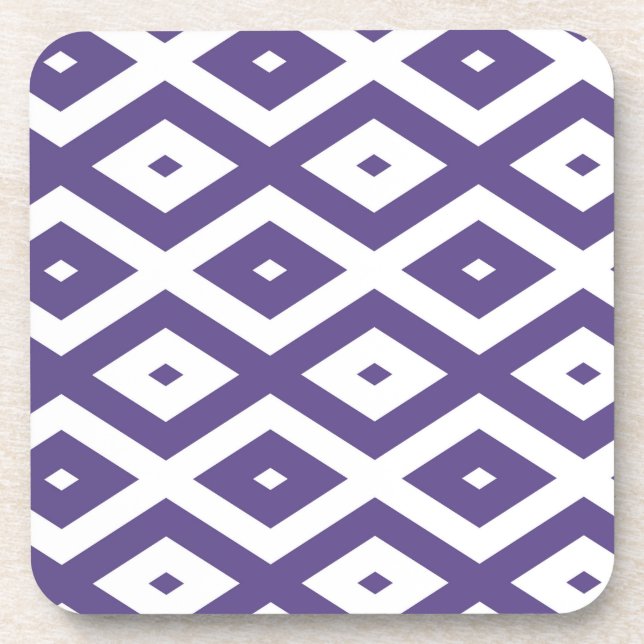 Ultra violet and white diamond pattern coaster (Front)