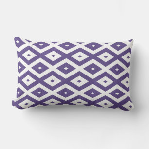 Ultra violet and white diamond pattern lumbar pillow