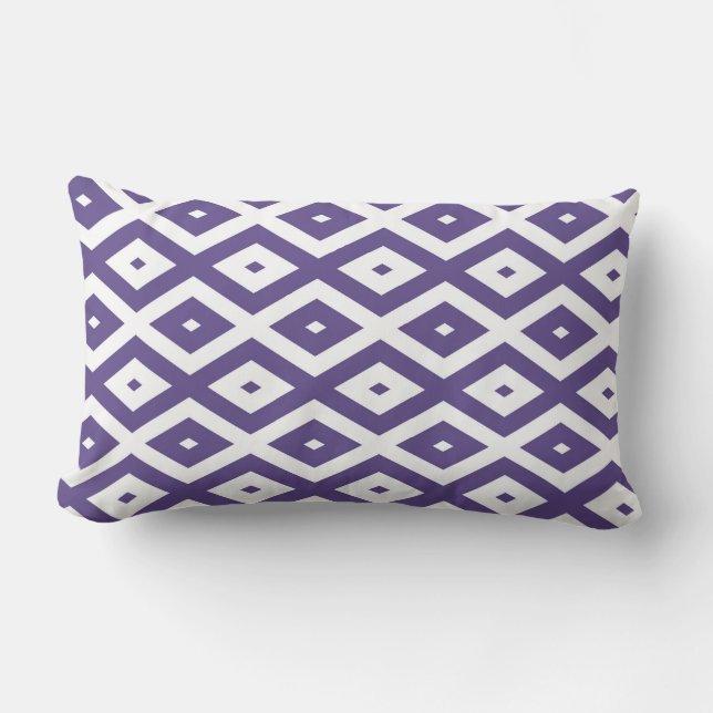 Ultra violet and white diamond pattern lumbar pillow (Front)