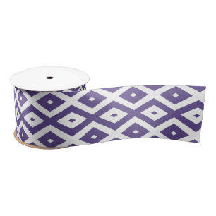 Ultra violet and white diamond pattern satin ribbon
