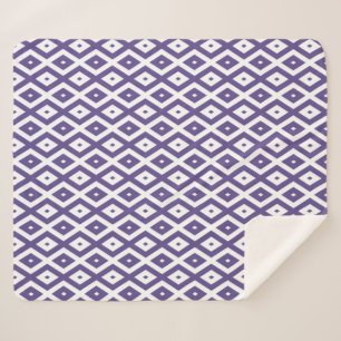 Ultra violet and white diamond pattern sherpa blanket