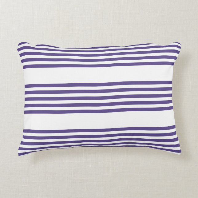 Ultra violet and white five stripe pattern accent pillow (Front)
