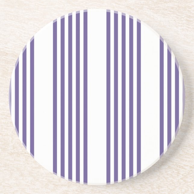 Ultra violet and white five stripe pattern coaster (Front)