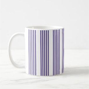 Ultra violet and white five stripe pattern coffee mug