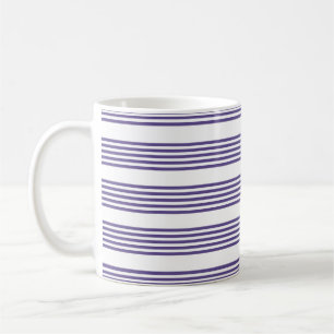 Ultra violet and white five stripe pattern coffee mug