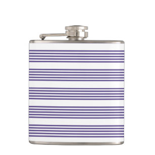 Ultra violet and white five stripe pattern hip flask