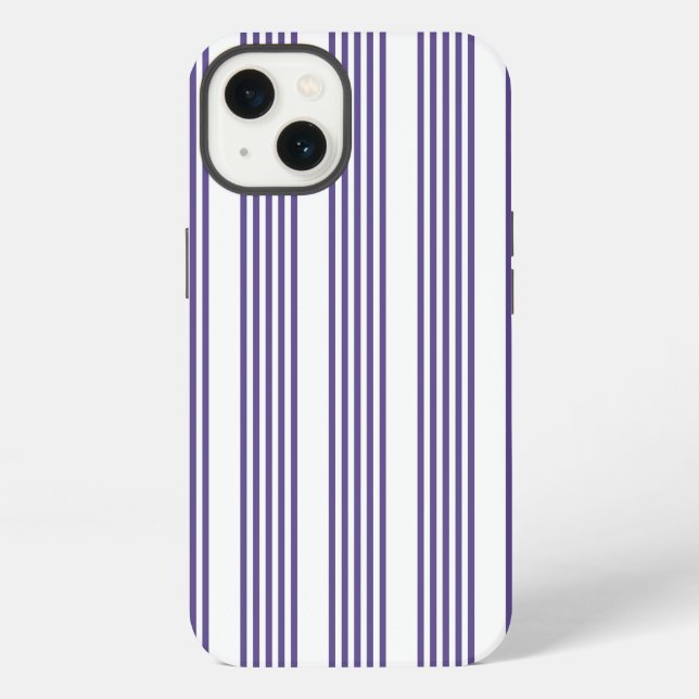 Ultra violet and white five stripe pattern iPhone case (Back)