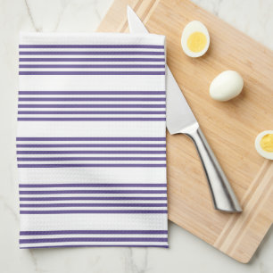 Ultra violet and white five stripe pattern kitchen towel