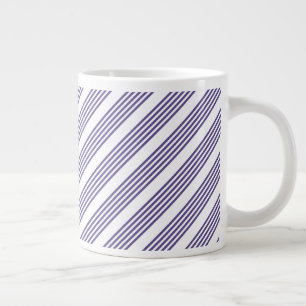 Ultra violet and white five stripe pattern large coffee mug