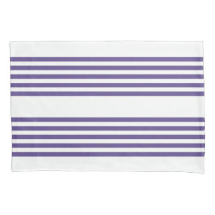 Ultra violet and white five stripe pattern pillowcase
