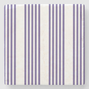 Ultra violet and white five stripe pattern stone coaster